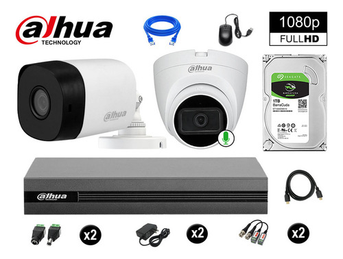 Cámaras Seguridad Kit 2 Dahua Full Hd 1tb 1 Cámara Con Audio