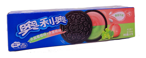 Galletas Oreo Rellenas De Crema Sabor Uva Y Durazno 97gr.