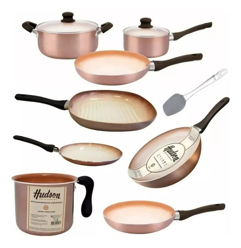 Set Hudson Original Cacerola Sarten Wok Bifera Jarro 