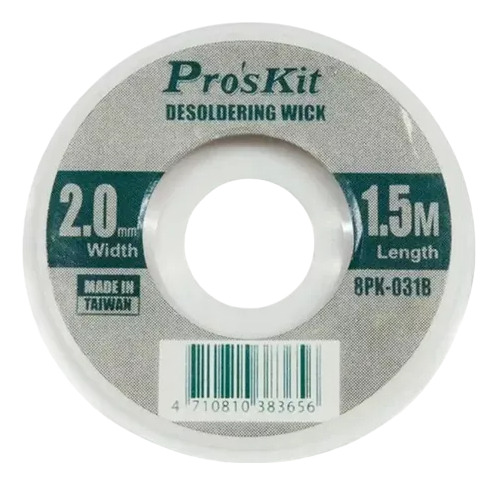 Malla Desoldar Cobre Puro 2.0mm X 1.5mts Desoldante Proskit