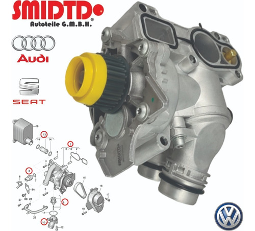 Bomba Agua Alumini Bulbo Cople Audi A3 Quattro 2.0 Tsi 13-17