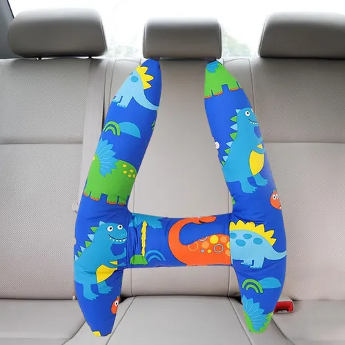 Car Back Seat Travel Pillow Cushion Soft For Blue Dinosaur