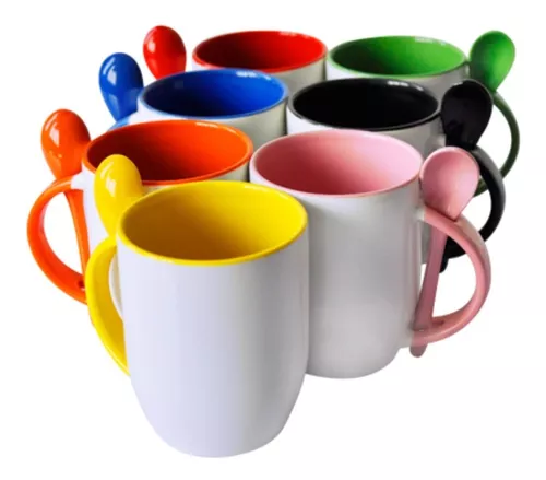 Tazas Con Cuchara Para Sublimar * Color Interior Mayoreo