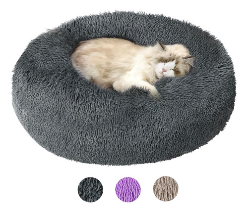 Cama Redonda Para Perros Pequeños, Cama Calmante De Felpa Co