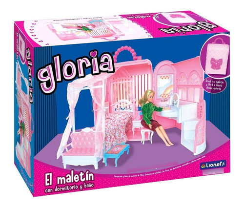 Maletin Dormitorio Y Baño Muebles Muñeca Gloria Lionels 9988