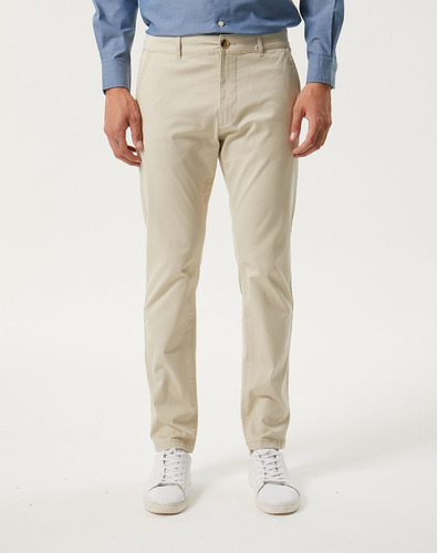 Pantalón Chino Huez Slim Fit, Hombre Gabardina, Tiza, Equus