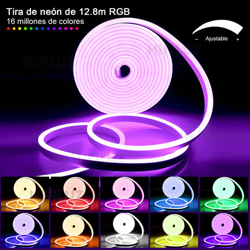 Hifiluz Tiras De Neón Flex Rgb 13m 127v Ip68 Impermeable App Control Luces Led Luz Para Cuarto Tv Bar Habitación Gaming Fiesta Sincronización De Música Diy