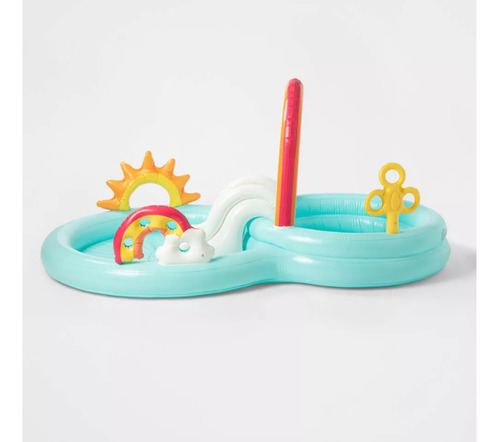 Alberca Inflable De Agua Con Juegos Diseno Arcoiris