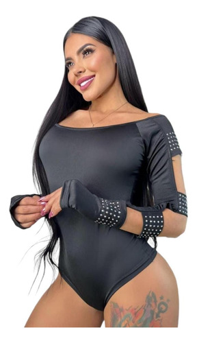 Blusa Body Para Dama Manga Larga Con Brillos - Talla Única 