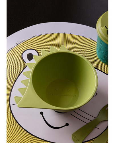 Bowl Lyor Baby Dino De Bambu E Pp Verde 15cm X 17,5cm X 6,5