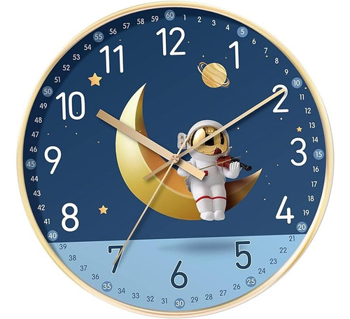 Reloj Silencioso Niños, No Hace Tictac. Astronauta Y Luna