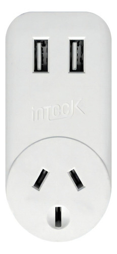 Enchufe Tomacorriente Con 2 Cargador Usb Carga Rapida Inteck Color Blanco