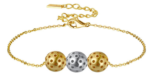 Pulsera Con Dijes De Oro Y Bolas Trio De Pickleball Para Muj