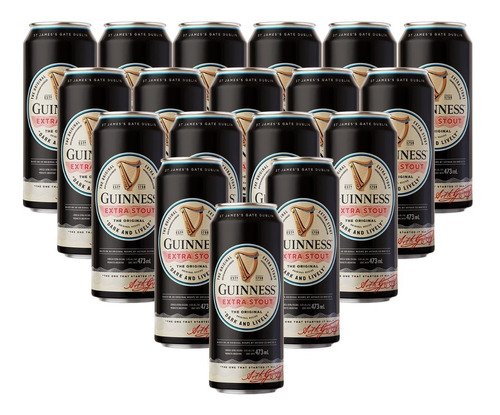 Cerveza Guinness Extra Stout 473cc X 18