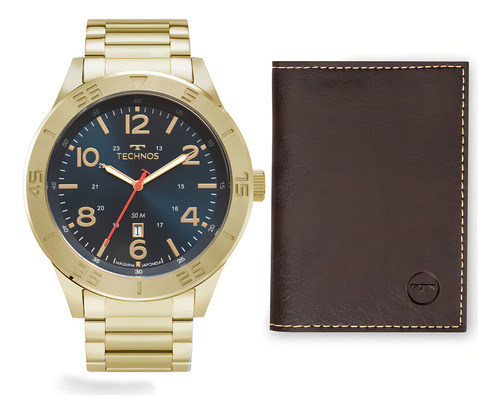 Kit Technos Masculino Militar Dourado