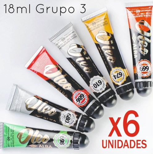 6 Oleos Alba Profesional Pomos De 18ml Grupo 3 Pintura