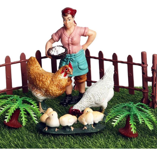 Microadorno En Miniatura Con Diseño De Gallinas De Granja