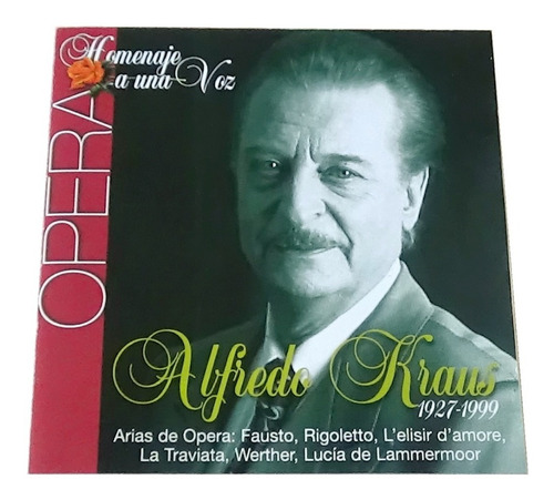 Alfredo Kraus Homenaje Voz Opera Cd Disco 1999 Alfadelta 