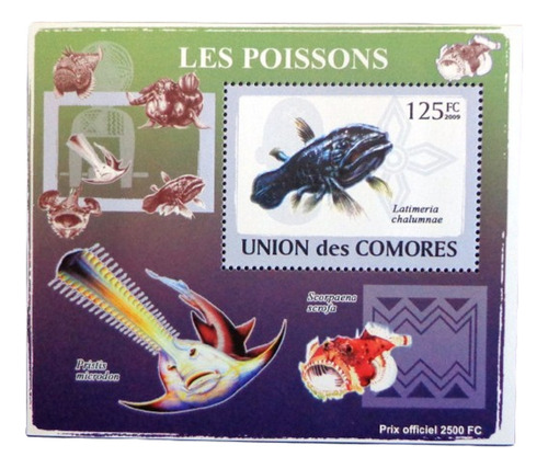 Comores Peces, Bloque 1 Sello 125fc 2009 Mint L9328