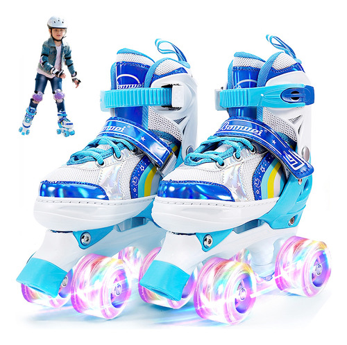 Patines De 4 Ruedas Ajustable Niño Niña Con Ruedas Iluminada