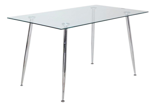 Mesa De Comedor Rectangular Vidrio Templado 140x80 - Iriarte Patas Cromado