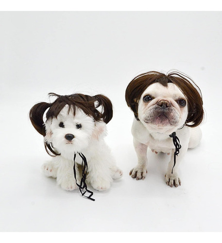 Peluca Para Mascota De Estilo Carré, Flequillo Recto, Marrón