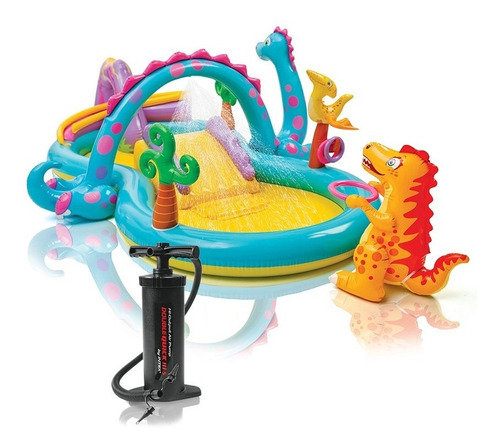 Play Center Inflable Dinoland Intex 333x229x112cm.+ Inflador