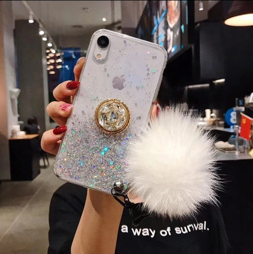 Imagen 4 de 7 de Funda Case, Pompón Glitter Para I Phone Varios Modelos