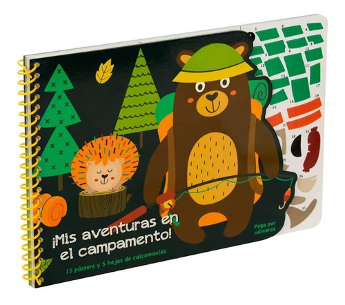 Libro Pega Por Numeros Campamento Estampas Stickers Manual