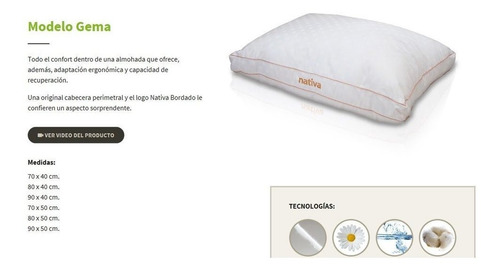 Imagen 2 de 5 de Almohada Nativa Fibra Gema 70 X 50 Super Mullida!