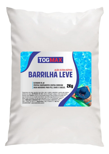 Barrilha Leve 2kg Elevador De Ph P/ Piscina Togmax Água