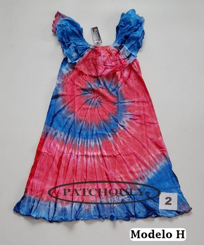 Imagen 3 de 8 de Vestido Solero Batik Tie Dye 100% Algodón Artesanal Modelo H