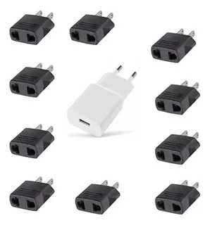 10 Clavija Convertidor Europeo A Americano Adaptador Adapter
