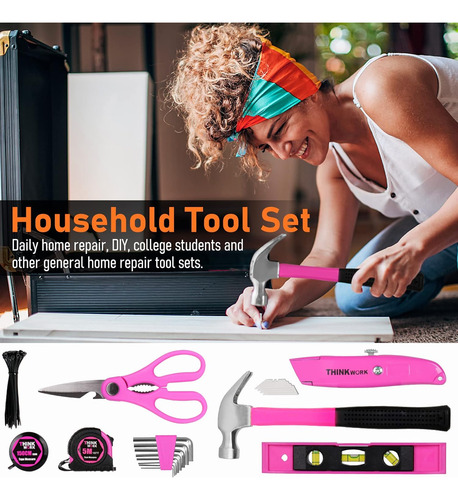 Thinkwork Pink Tool Set - 207 Piece Lady's Portable Home ...