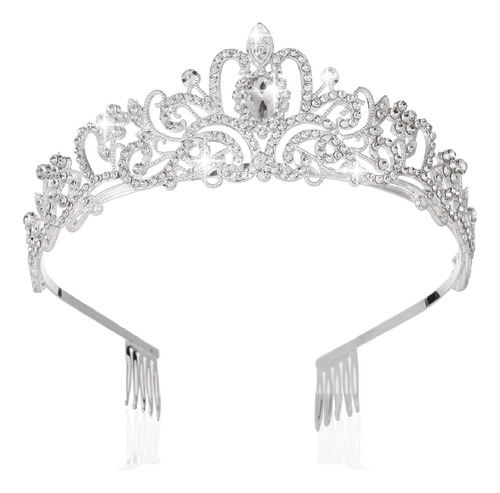 Kamirola - Tiara De Cristal Plateado Coronas Para Mujeres Ni