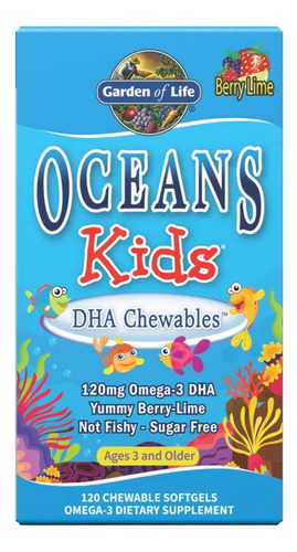 Garden Of Life Ocean Kids Dha Masticables 120 Softgel Omega3 Sabor Mora Lima