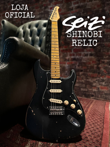 Guitarra Seizi Shinobi Relic Black Com Case Material do diapasão Bordo Orientação da mão Destro