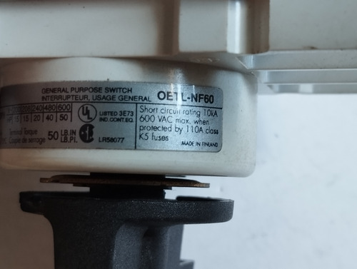 Switch Interruptor 3 Polos Abb Oetl-nf60 220vlts (Usado)