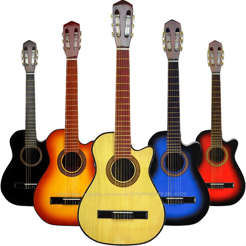 Guitarra Criolla Con Corte Mediana 3/4 Niño O Viajero Funda