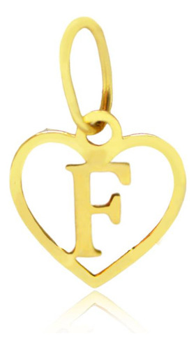 Pingente Letra Coração F 1cm Em Ouro 18k