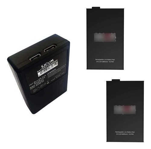 Pack Cargador Mas Dos Baterías Para Cámaras A10 Y A20 Sjcam