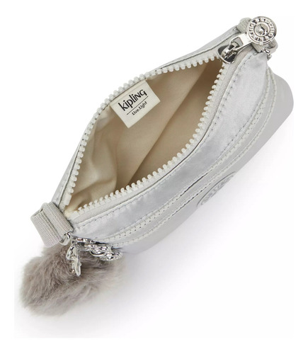 Bolsa Crossbody Kipling Alvar Diseño Color Solido De Nylon Platinum M Gg Asas Color Igual Al Resto De La Bolsa