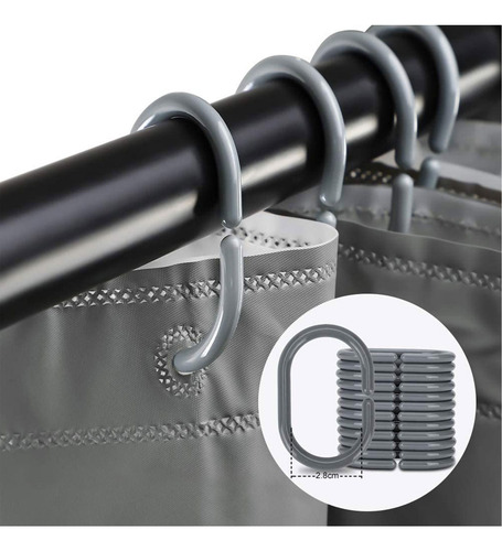Cortina De Ducha Impermeable Peva Patchwork Con Ganchos