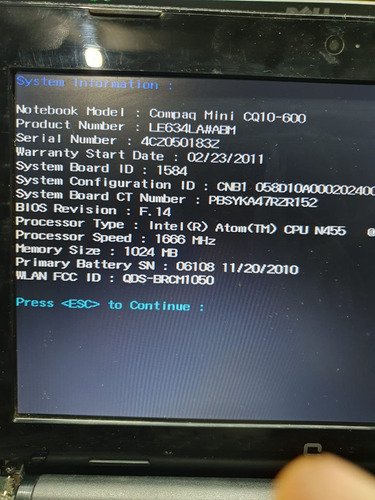 Laptop Compaq Mini Cq10 (Usado)