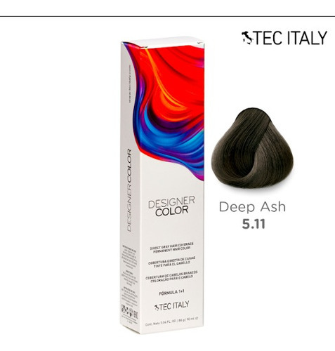  Tinte Capilar Cenizos Profundos Tono Tec Italy Designer Color 5.11 Castaño Claro Cenizo Profundo 90ml