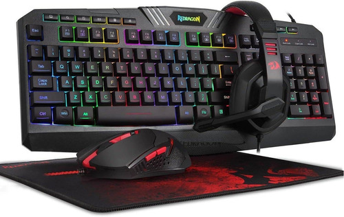 Redragon Teclado/mouse/auriculares Gamer C/rgb Negro