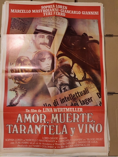 1119-afiche De Cine Original-amor ,muerte , Tarantela Y Vino