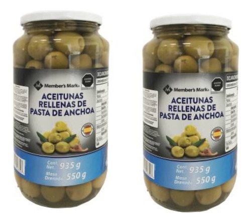 Aceituna Man Member's Mark Rellena De Anchoas 935g - 2 Latas