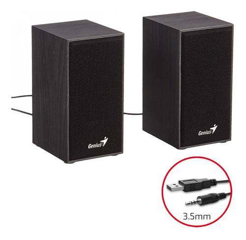 Imagen 4 de 7 de Parlantes Genius Sp Hf180 De Madera Stereo Usb + Jack 3.5mm