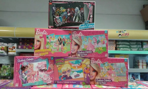 Kit Com 6 Quebra - Cabeças Polly Barbie E Monster High